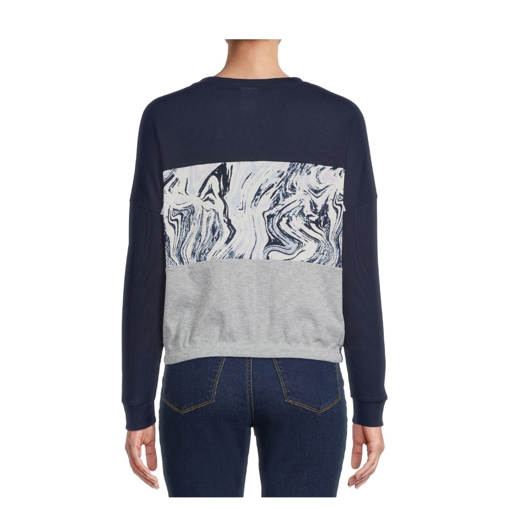 No Boundaries NWT Juniors' Long Sleeve Round Neck Drawstring Waist Top 837 - Picture 3 of 5